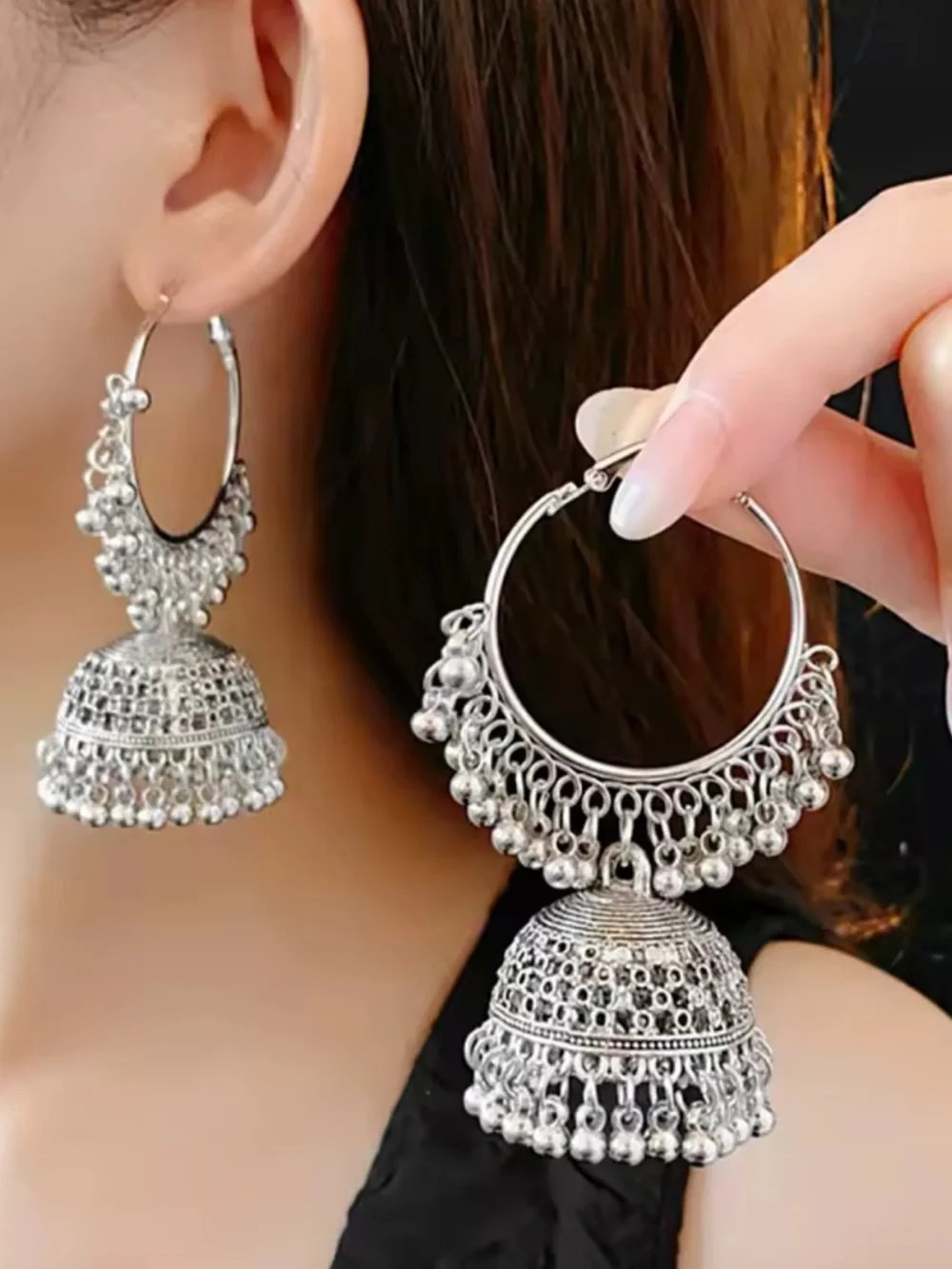 Drop Jhumka Hoop Earrings